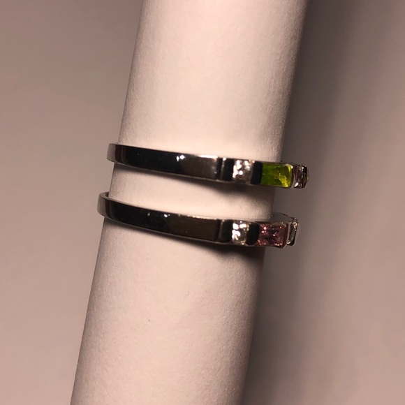 2 Sterling silver rings green and pink stones - Picture 3 of 5